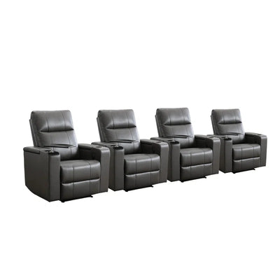 Home Theater Recliners Built for Comfort, Power Reclining, USB Charging, Cup Holders, Set of 4
