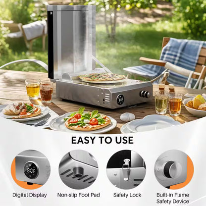 12 In. Propane Pizza Oven, Outdoor Pizza Oven in Black with Rotating Pizza Stone, Glove and Pizza Cutter — product view 10