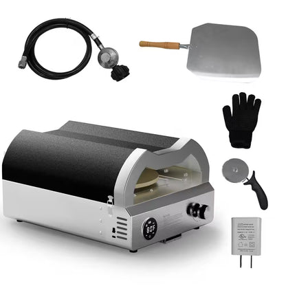 12 In. Propane Pizza Oven, Outdoor Pizza Oven in Black with Rotating Pizza Stone, Glove and Pizza Cutter — product view 2
