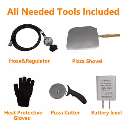 12 In. Propane Pizza Oven, Outdoor Pizza Oven in Black with Rotating Pizza Stone, Glove and Pizza Cutter — product view 5