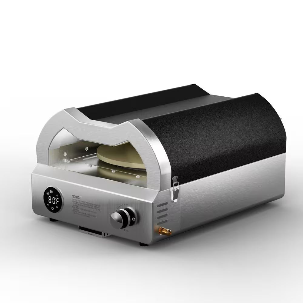 12 In. Propane Pizza Oven, Outdoor Pizza Oven in Black with Rotating Pizza Stone, Glove and Pizza Cutter — product view 6