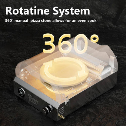 12 In. Propane Pizza Oven, Outdoor Pizza Oven in Black with Rotating Pizza Stone, Glove and Pizza Cutter — product view 7