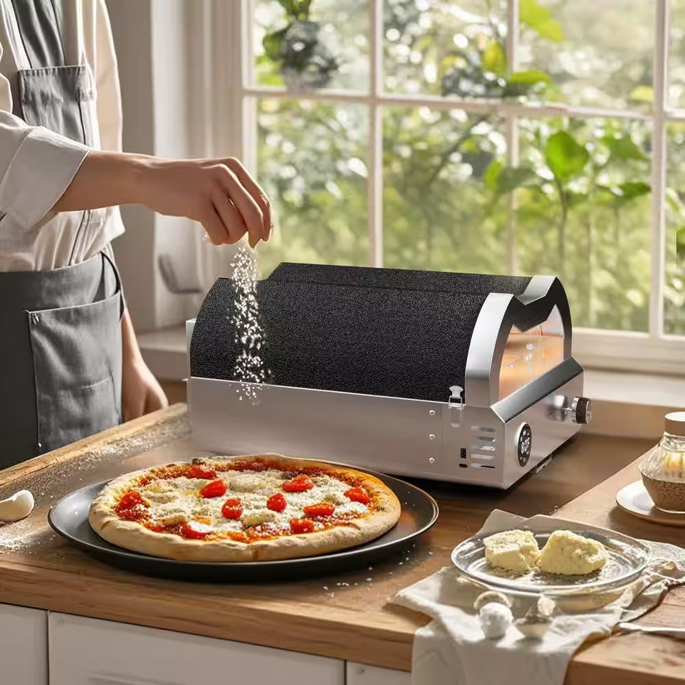 12 In. Propane Pizza Oven, Outdoor Pizza Oven in Black with Rotating Pizza Stone, Glove and Pizza Cutter — product view 8
