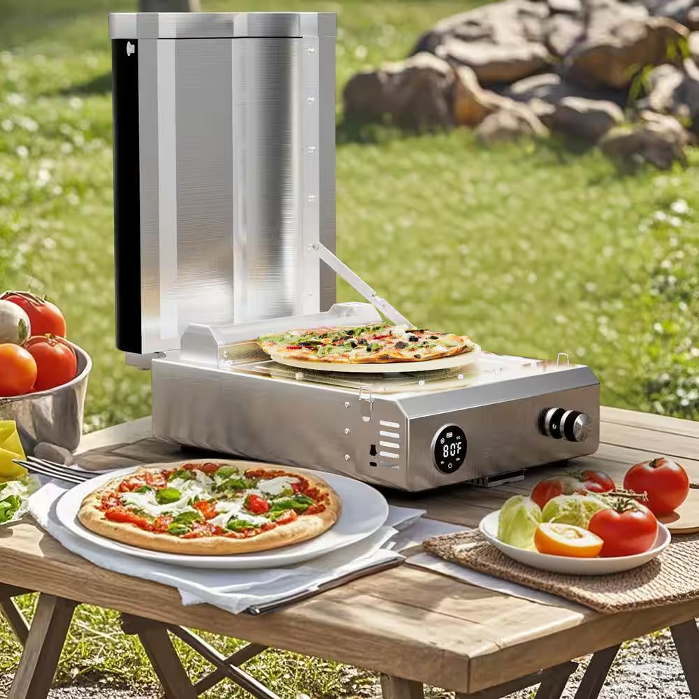 12 In. Propane Pizza Oven, Outdoor Pizza Oven in Black with Rotating Pizza Stone, Glove and Pizza Cutter — product view 9