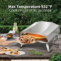 16 In. Propane Pizza Oven, Outdoor Pizza Oven in Stainless Steel, W/Rotating Pizza Stone — product view 5