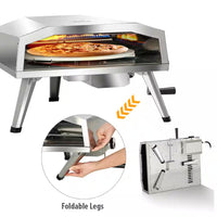 16 In. Propane Pizza Oven, Outdoor Pizza Oven in Stainless Steel, W/Rotating Pizza Stone — product view 6