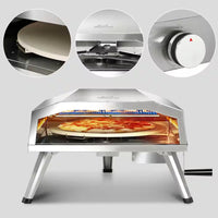 16 In. Propane Pizza Oven, Outdoor Pizza Oven in Stainless Steel, W/Rotating Pizza Stone — product view 7