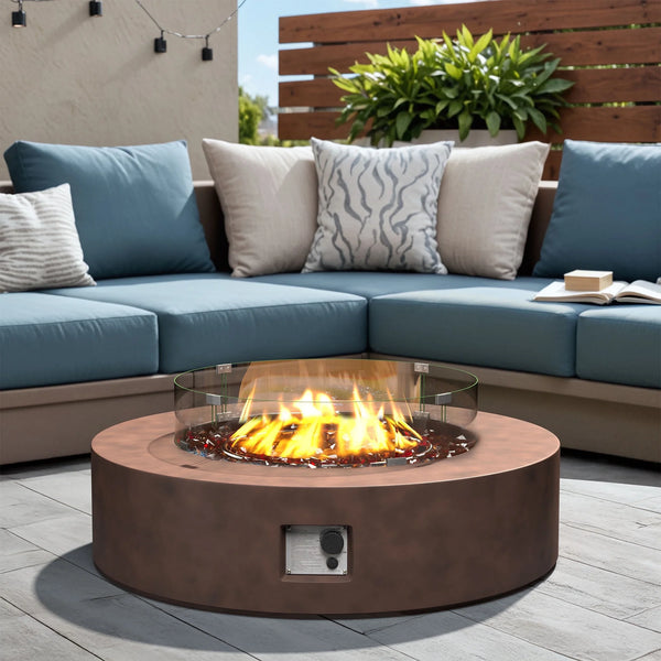 Propane Fire Pit Table Designed for Year-Round Use, Electronic Ignition, 40.5 Inch, Amber Glass