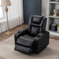 Home Theater Seats Built for Luxury Viewing, Faux Leather, Power Recline, USB Ports, 4-Seat Set