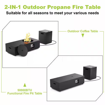 48 In, 50,000 BTU Black Coating Steel Outdoor Fire Table Propane Gas Fire Pit Table — product view 4