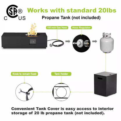 48 In, 50,000 BTU Black Coating Steel Outdoor Fire Table Propane Gas Fire Pit Table — product view 7