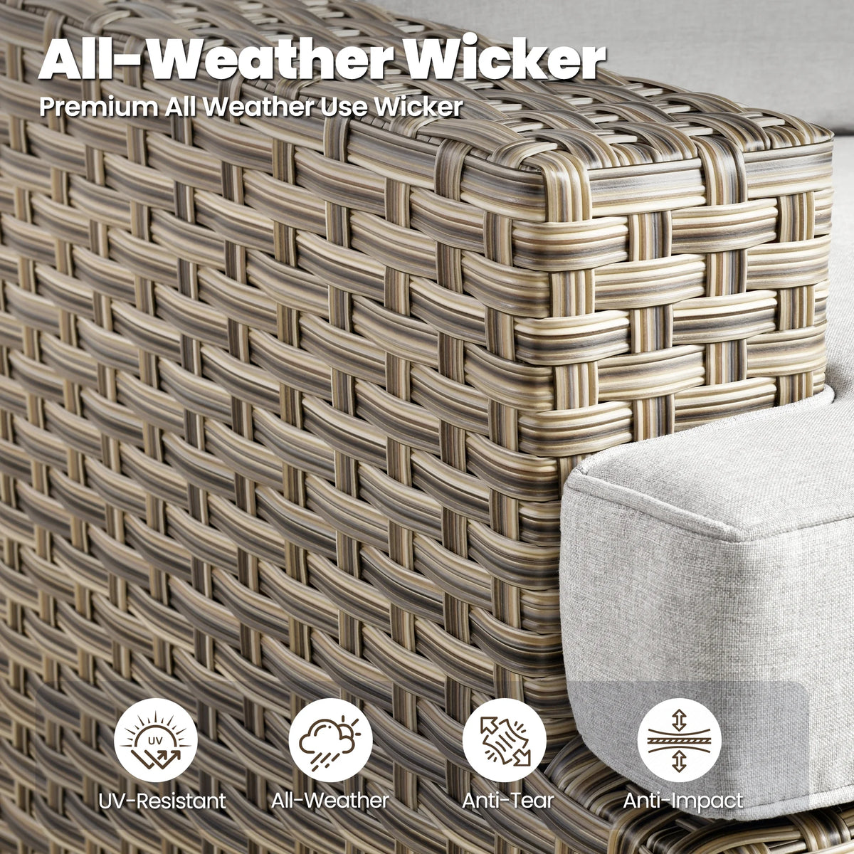 9 Pieces Patio Furniture Set outside Furniture Wicker Patio Conversation Set with Swivel Chairs, Outdoor Furniture for Garden, Gray — product view 11