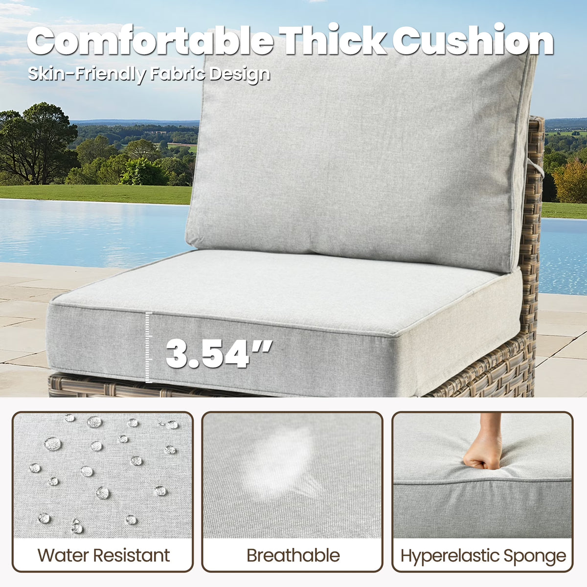 9 Pieces Patio Furniture Set outside Furniture Wicker Patio Conversation Set with Swivel Chairs, Outdoor Furniture for Garden, Gray — product view 14