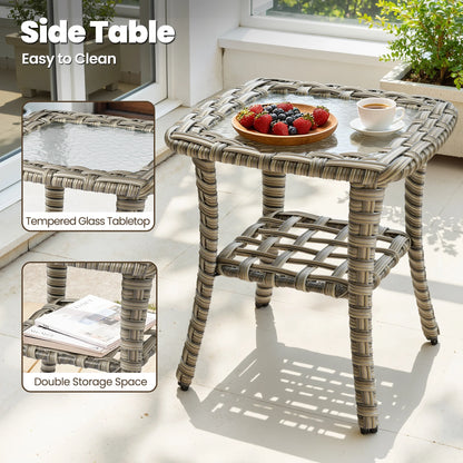 9 Pieces Patio Furniture Set outside Furniture Wicker Patio Conversation Set with Swivel Chairs, Outdoor Furniture for Garden, Gray — product view 4