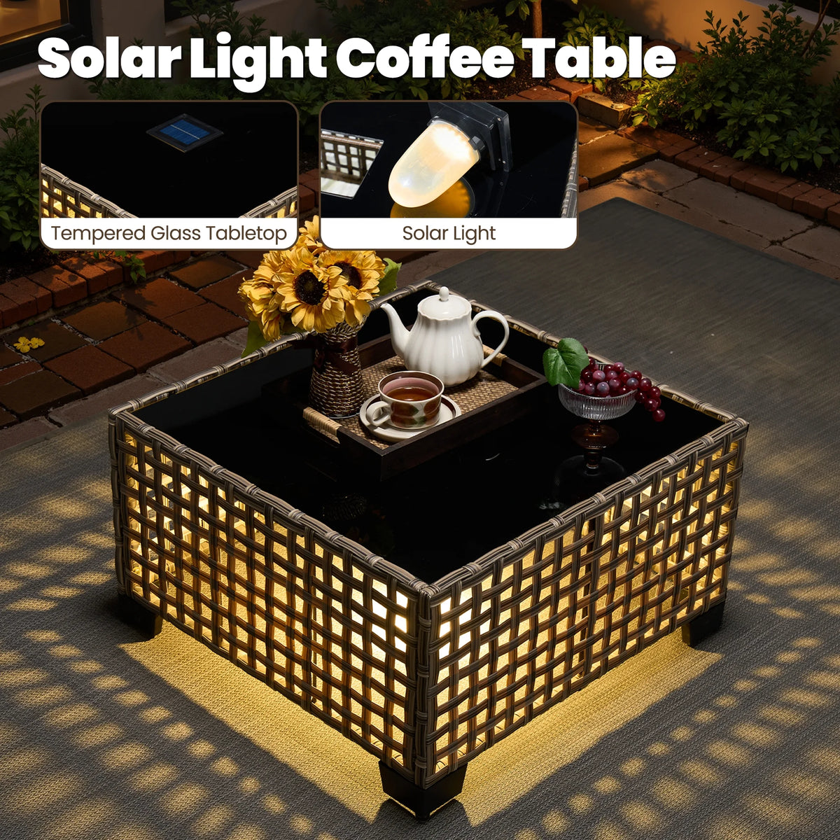 9 Pieces Patio Furniture Set outside Furniture Wicker Patio Conversation Set with Swivel Chairs, Outdoor Furniture for Garden, Gray — product view 8