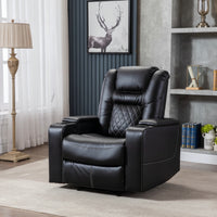 Home Theater Seats Built for Luxury Viewing, Faux Leather, Power Recline, USB Ports, 4-Seat Set