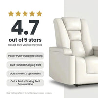 Faux Leather Home Theater Recliner Built for Comfort, Power Reclining, USB Charging, Cup Holders — Results & Stats