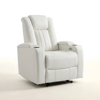 Faux Leather Home Theater Recliner Built for Comfort, Power Reclining, USB Charging, Cup Holders — Studio Shot