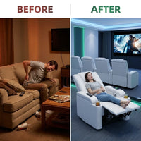 Faux Leather Power Home Theater Recliner — Before & After
