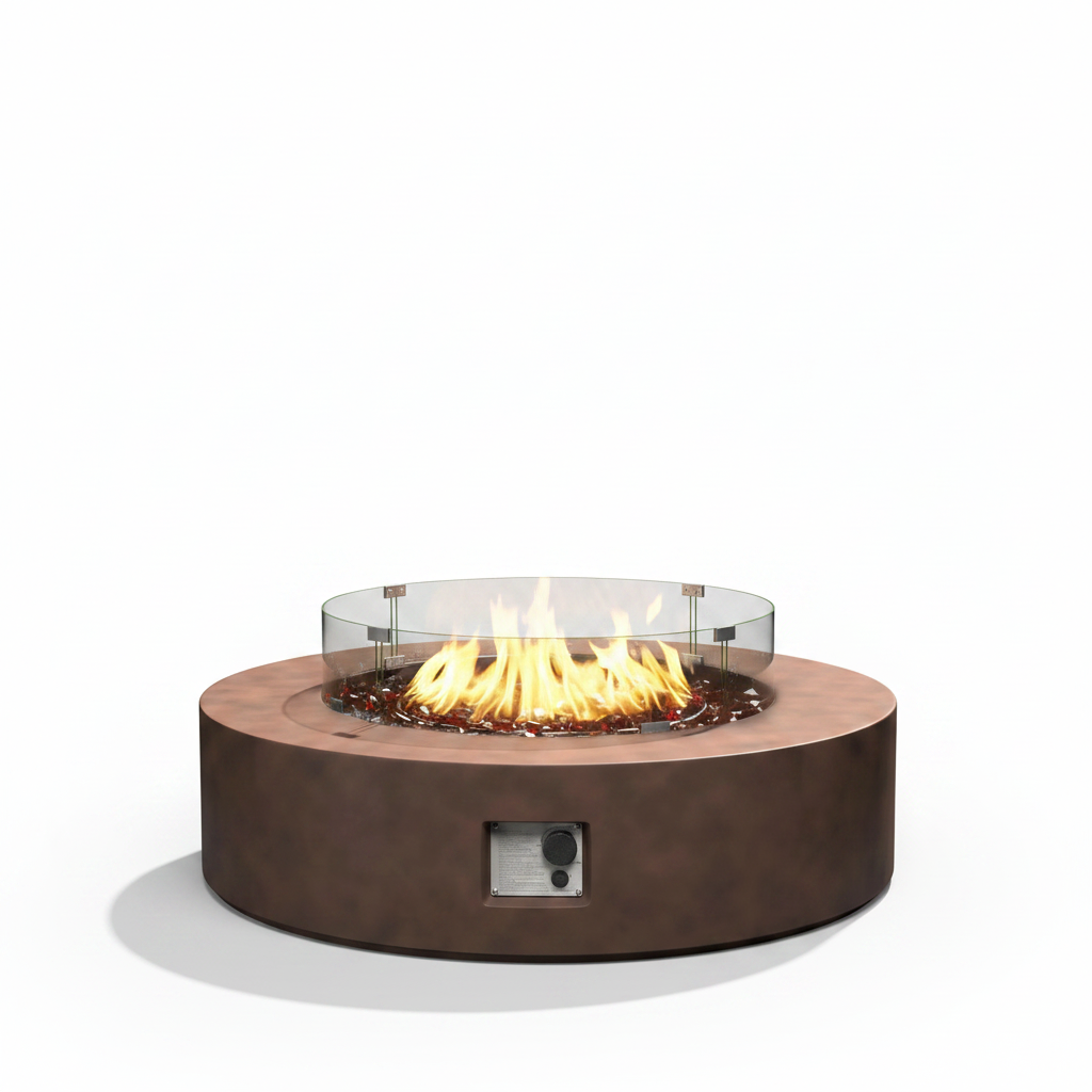 Propane Fire Pit Table Designed for Year-Round Use, Electronic Ignition, 40.5 Inch, Amber Glass